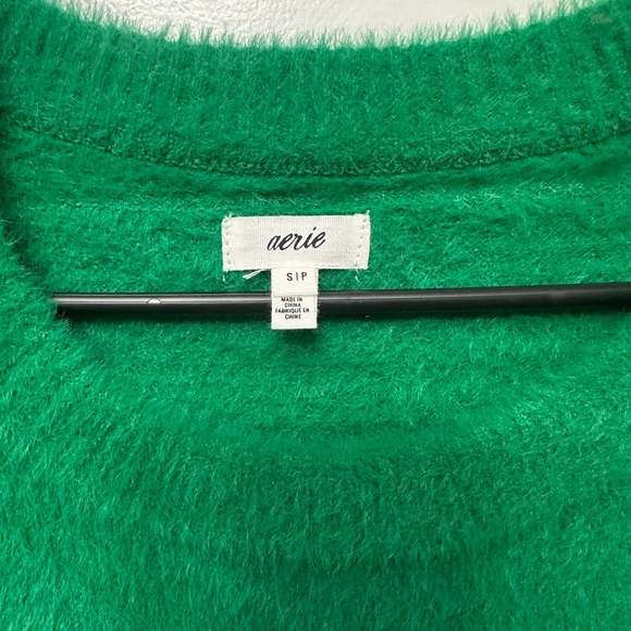 Aerie Cozy Green Crew Neck Sweater - Picture 2 of 2